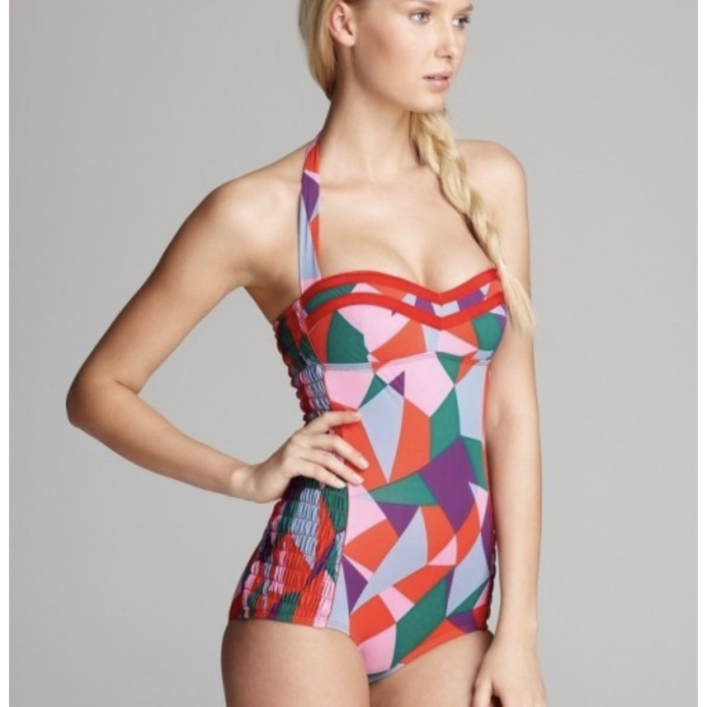 Marc By Marc Jacobs Swimsuit Taboo Red Geometric Abstract - S
